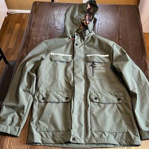 Mens Military Bomber Jacket with Zipper Buttons and Pockets